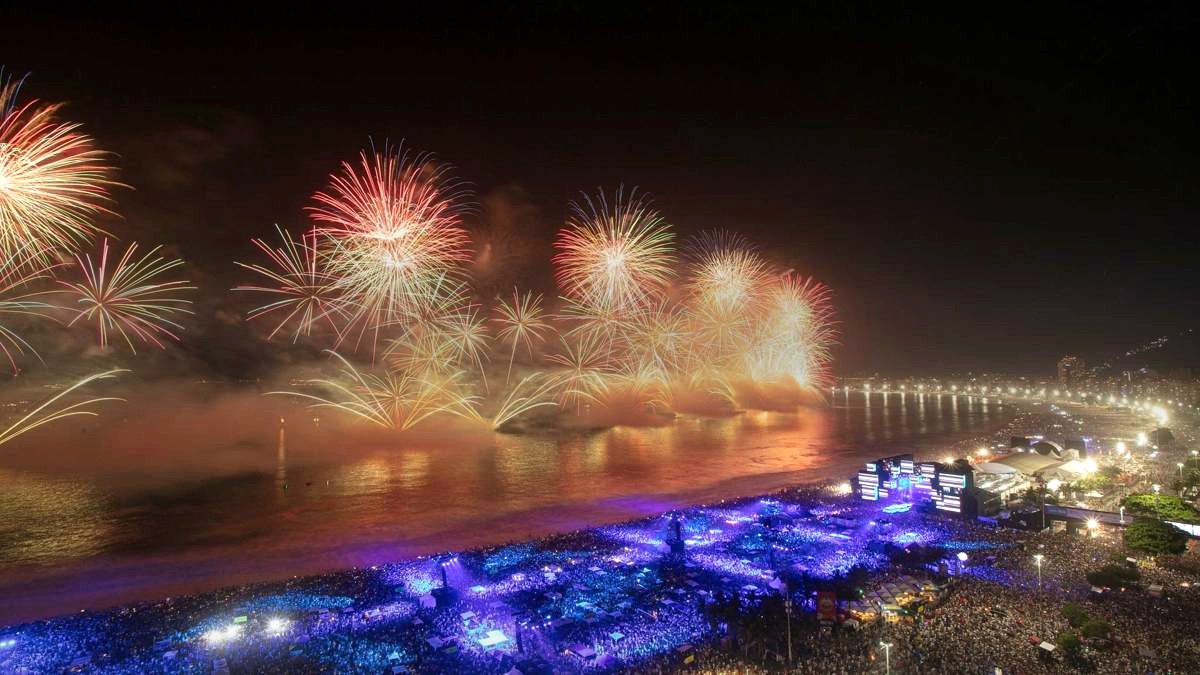 Réveillon Copacabana — som, luz e painel de LED
